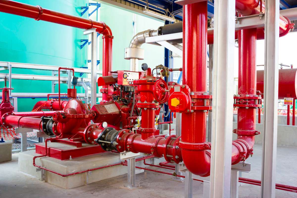 Fire pump and piping installation